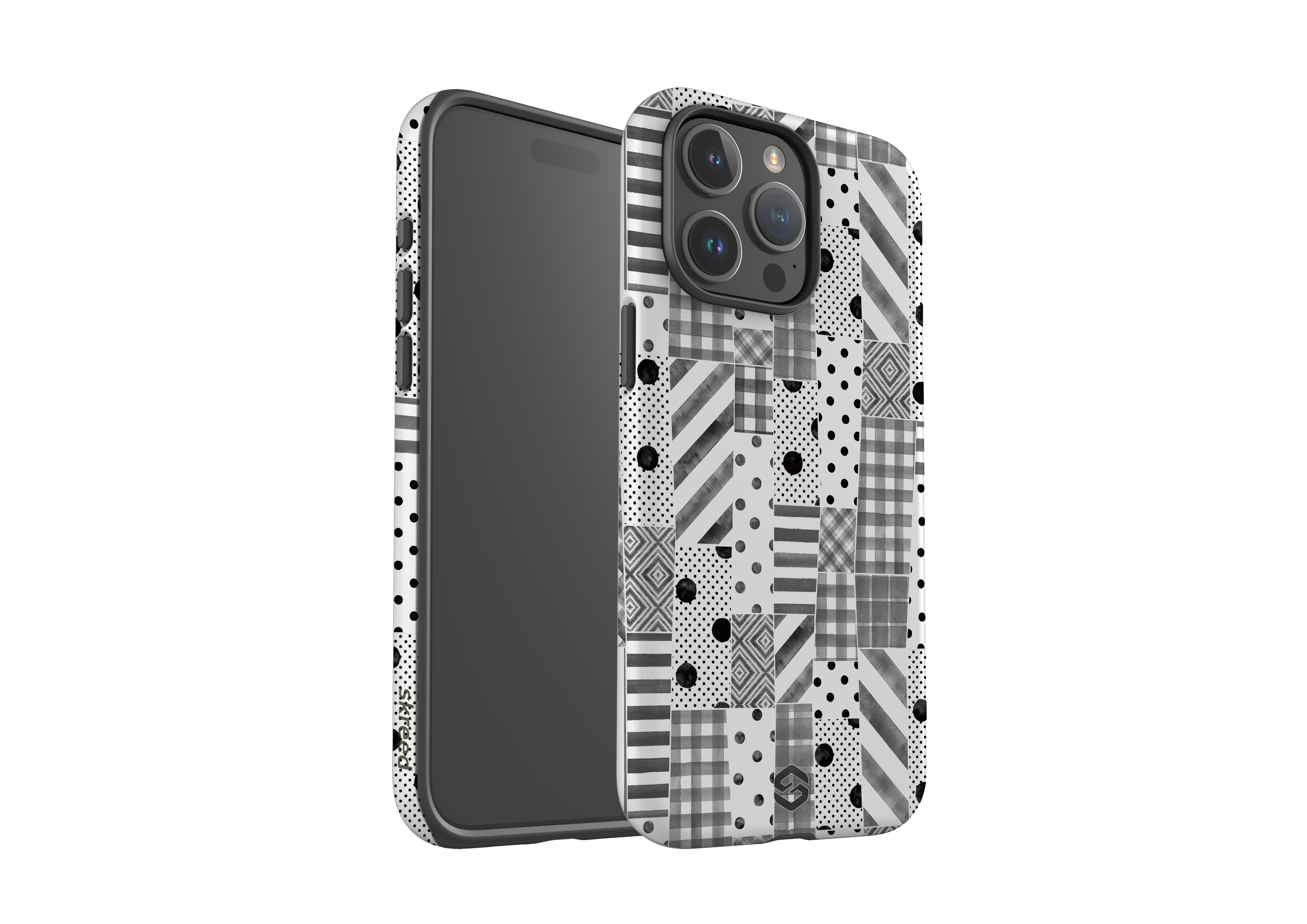 Monochrome Patchwork Case - iPhone 15 Series