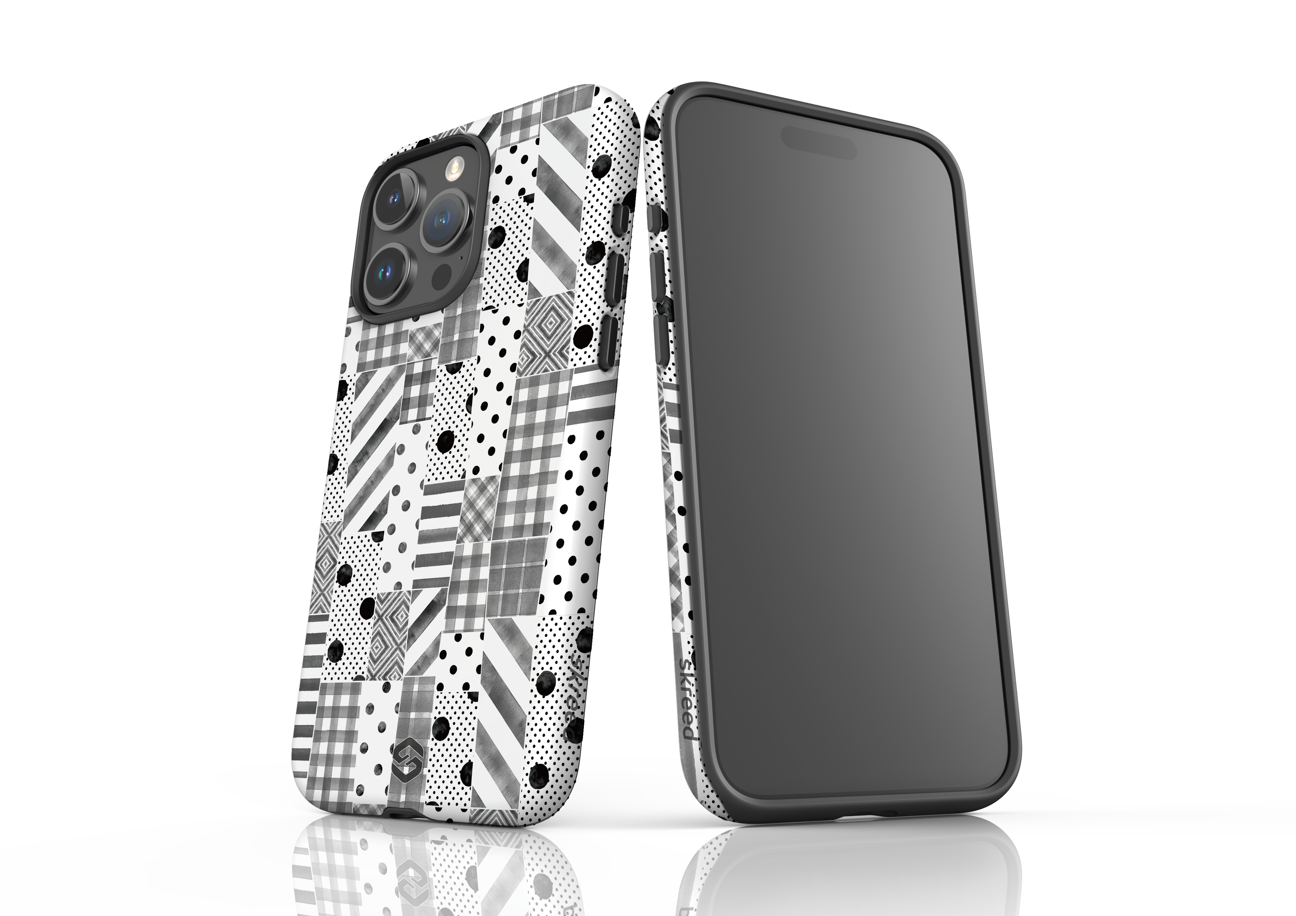 Monochrome Patchwork Case - iPhone 15 Series